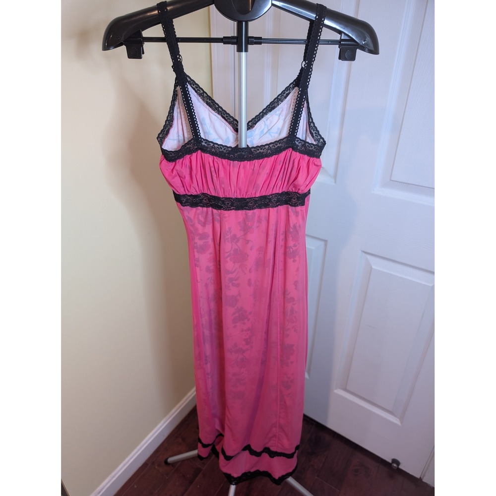 Urban Outfitters Olivia Mesh & Lace Slip Dress Womens M Pink Floral Maxi Empire - Picture 2 of 7